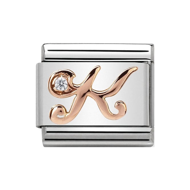 Nomination Rose Gold Initial K Charm Link 43031011