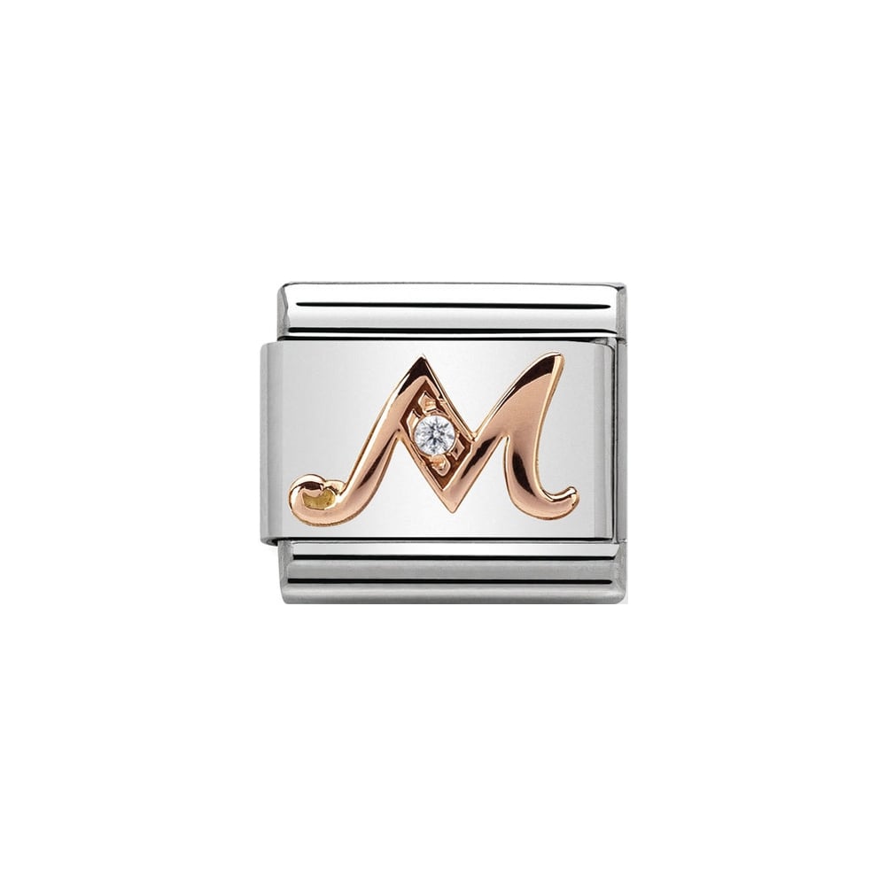 Nomination Rose Gold Initial M Charm Link43031013