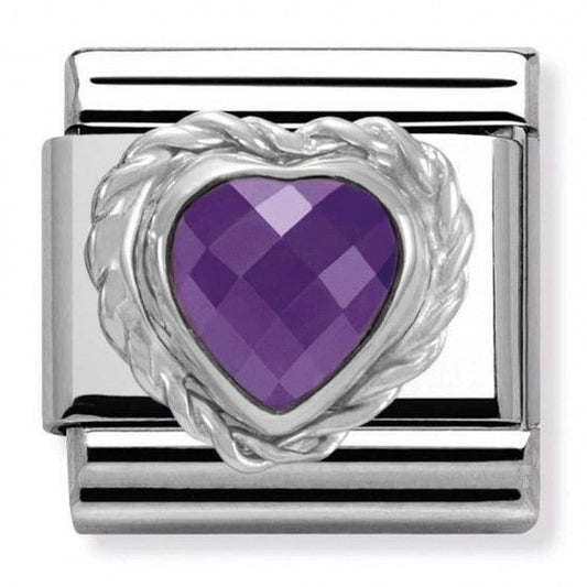 Nomination  Amethyst Faceted Heart Stone Charm Link 330603001