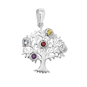 Silver Pendant Necklace Family Tree of Life PLP738A