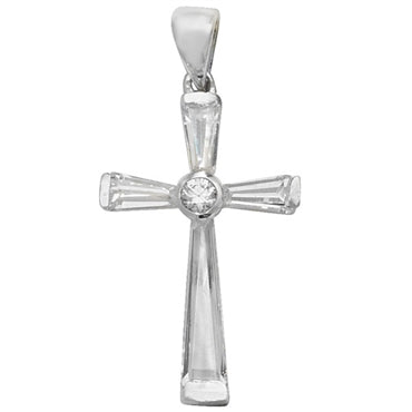 Silver CZ Cross Pendant PLP562B