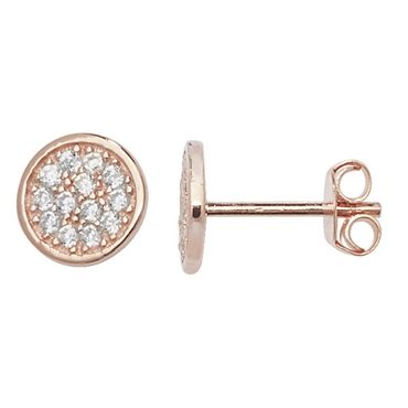 Rose Gold Plate Classic Pave  Stud Earrings