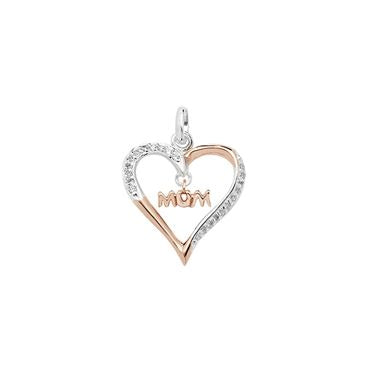 Silver Pendant Necklace Rose Gold Plate Heart Mum PLP311C