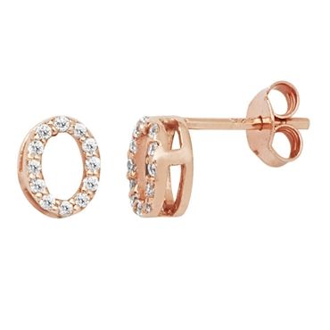 Rose Gold Plated Oval Open Stud Earrings PLE589A
