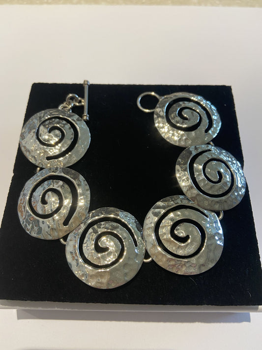 Silver Bracelet with unusual chunky round swirls