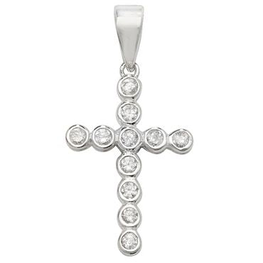 Silver Cross CZ Circles Pendant PLP614B