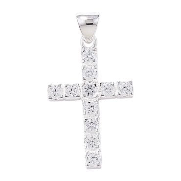 Silver Cross CZ Stones Pendant