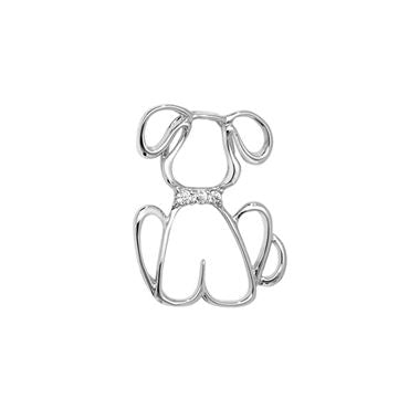 Silver CZ Dog Pendant PLP205A