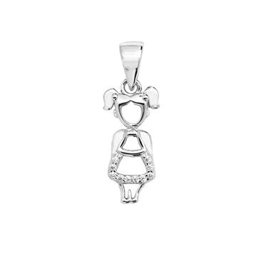 Silver CZ Girl Pendant PLP095B