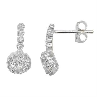 Silver CZ Rectangular 5x7  Stud Earrings PLE325