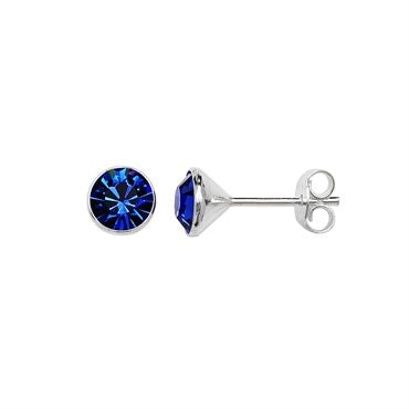 Silver CZ Sapphire Stud Earrings