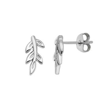 Silver Fallen Leaf Stud Earrings PLE553A