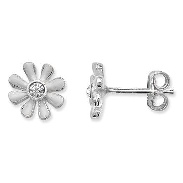 Silver Flower Stud Earrings PLE119B