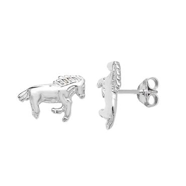 Silver Horse Equestrian Stud Earrings PLE468A