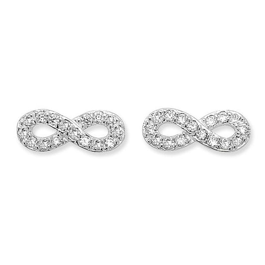 Silver Infinity Pave Stud Earrings PLE377B