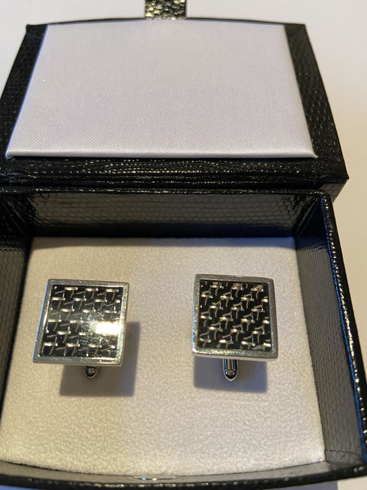 Silver Plated Square Zigzag Cufflinks