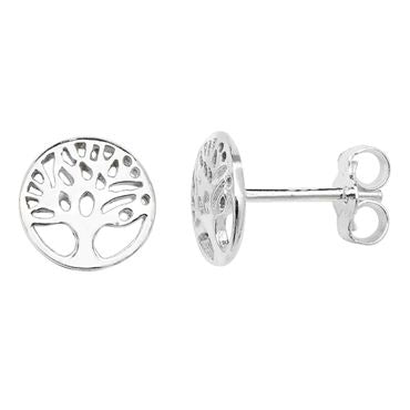Silver Tree of Life Circle Sm Stud Earrings PLE455B