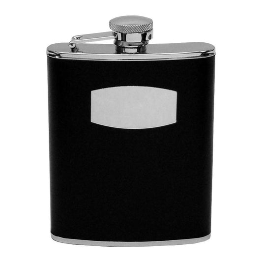 Smart Engravable Harvey Makin Black Leather Hip Flask