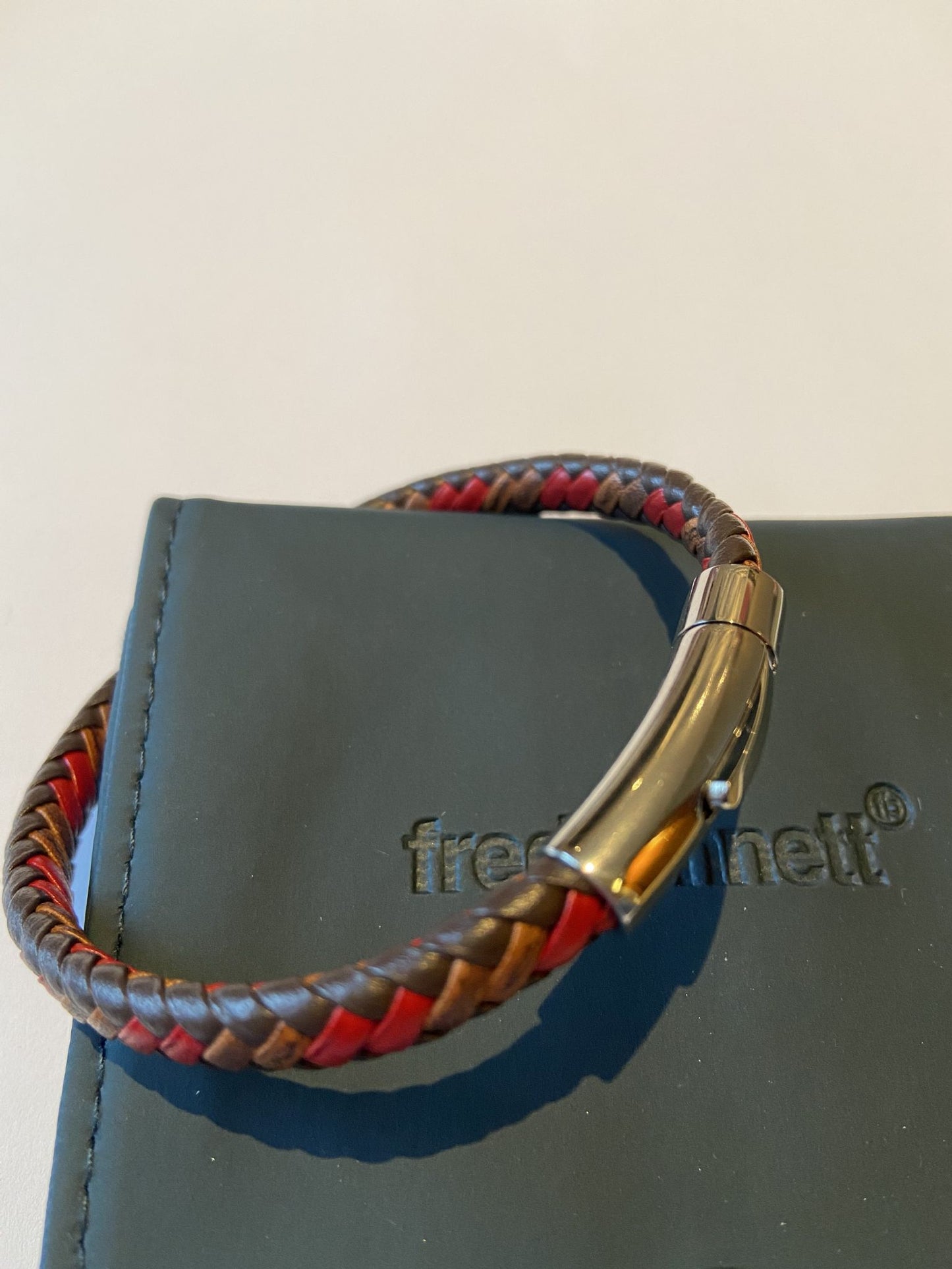 Trendy Red Brown Tan Leather Plait Bracelet