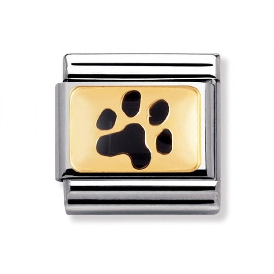 Nomination Classic Gold Charm Black Paw Print Charm Link 03028447