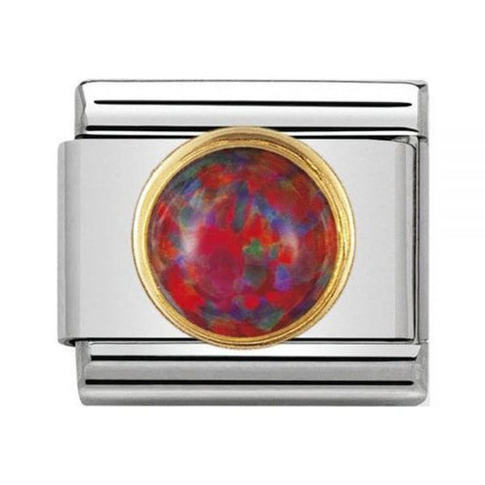 Nomination Classic Gold Round Red Opal Stone Charm Link
