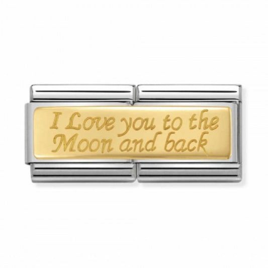 Nomination Gold Double I Love you to Moon CZ Charm Link 03071010