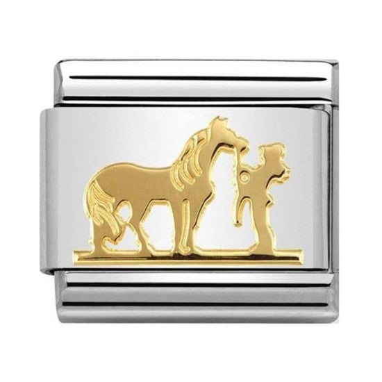 Nomination Classic Gold Horse & Rider Animal Charm Link 03014929