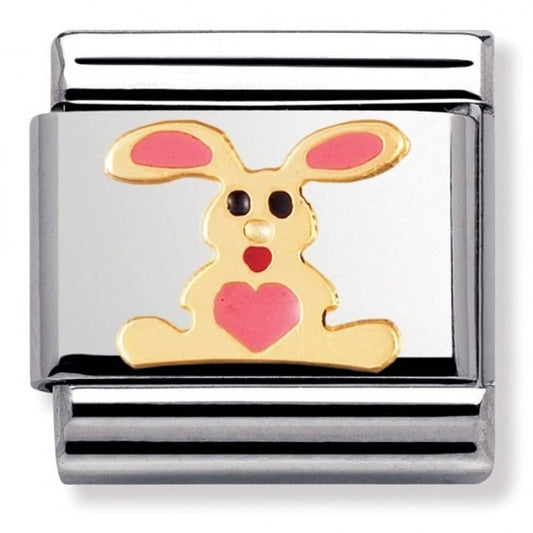 Nomination Classic Gold Easter Pink Rabbit Charm Link 03021201