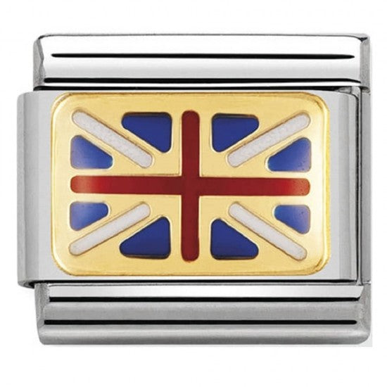 Nomination  Gold Great Britain UK Flag Travel Charm Link 03023406