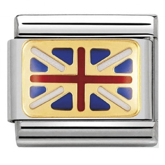 Nomination  Gold Great Britain UK Flag Travel Charm Link 03023406