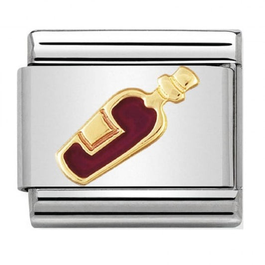 Nomination Classic Gold Red Wine Bottle Food & Drink Charm Link 03021804