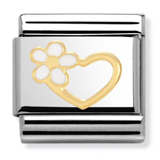 Nomination Classic Gold Heart with Flower Charm Link 03025340