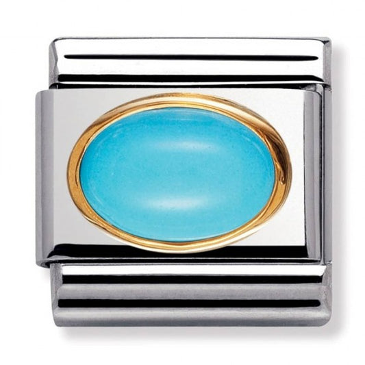 Nomination Classic Gold Oval Turquoise Stone Charm Link 03050206