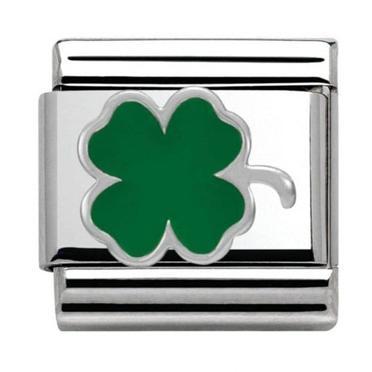 Nomination Silver Green Clover Good Luck Charm Link 33020212