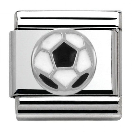 Nomination Silver Black and White Football Sport Charm  33020213