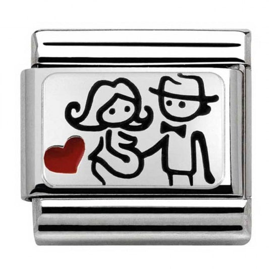 Nomination  Silver  Pregnant Couple with Heart Love Charm 33020813