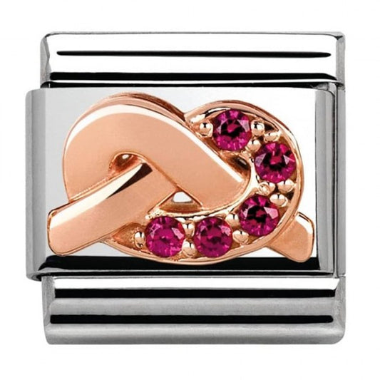Nomination Rose Gold Infinity Knot Red CZ Love Charm Links 43030209