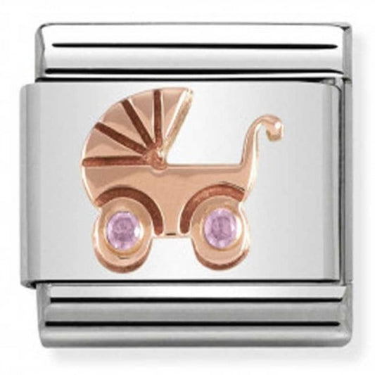 Nomination Classic Baby Rose Gold Pink Pram Charm Link 43030506