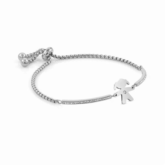 Nomination Milleluci Stainless Steel Girl Pave Half Bangle Toggle Bracelet 028003026