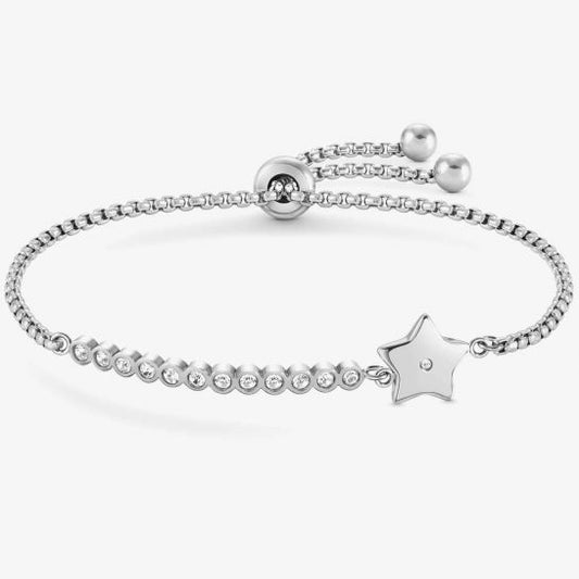 Nomination Milleluci Stainless Steel Stars Pave Half Bangle Toggle Bracelet