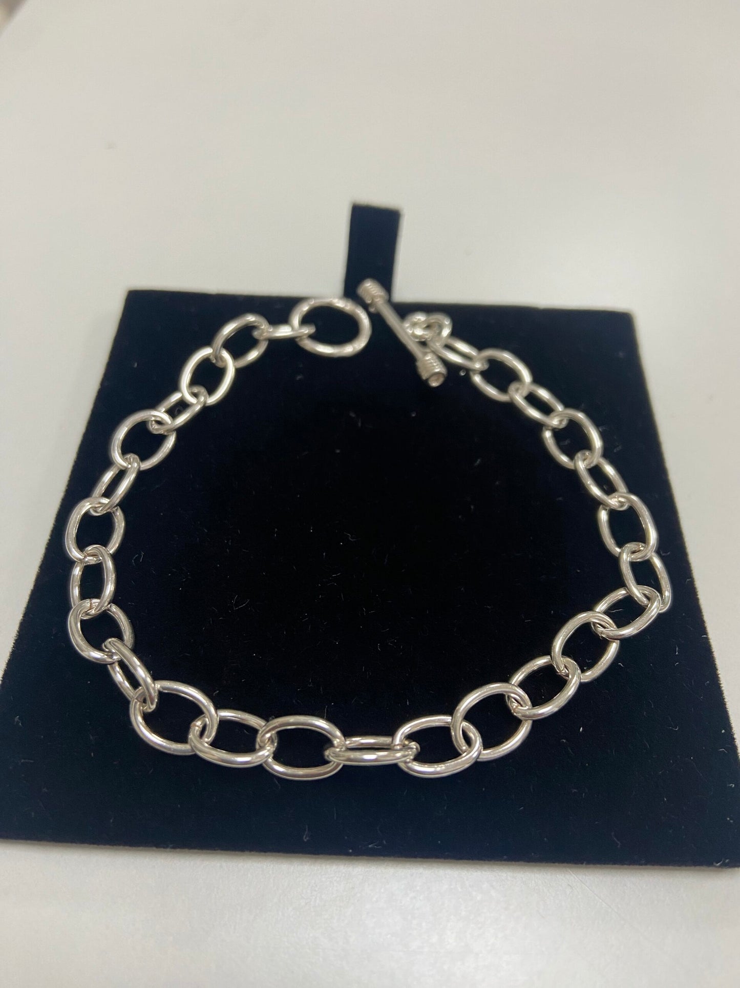 Silver Bracelet Hand Made Simple Oval Bracelet