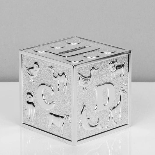 BAMBINO SILVER PLATED MONEY BOX - ABC BLOCK