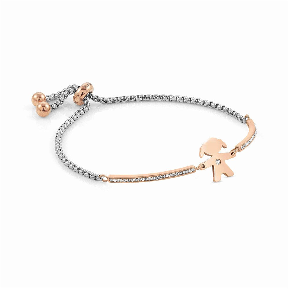Nomination Milleluci Rose Gold Finish Girl Pave Half Bangle Toggle Bracelet 028005026