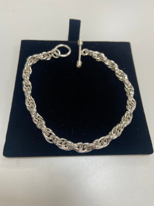 Silver Bracelet Hand Made Large Rope