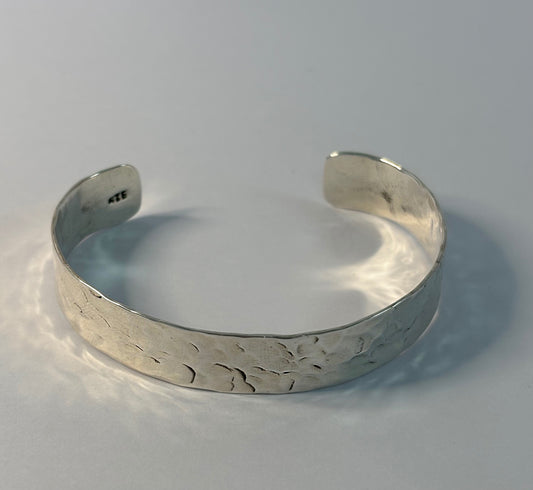 Sterling Silver Textured Open-Ended Bangle
