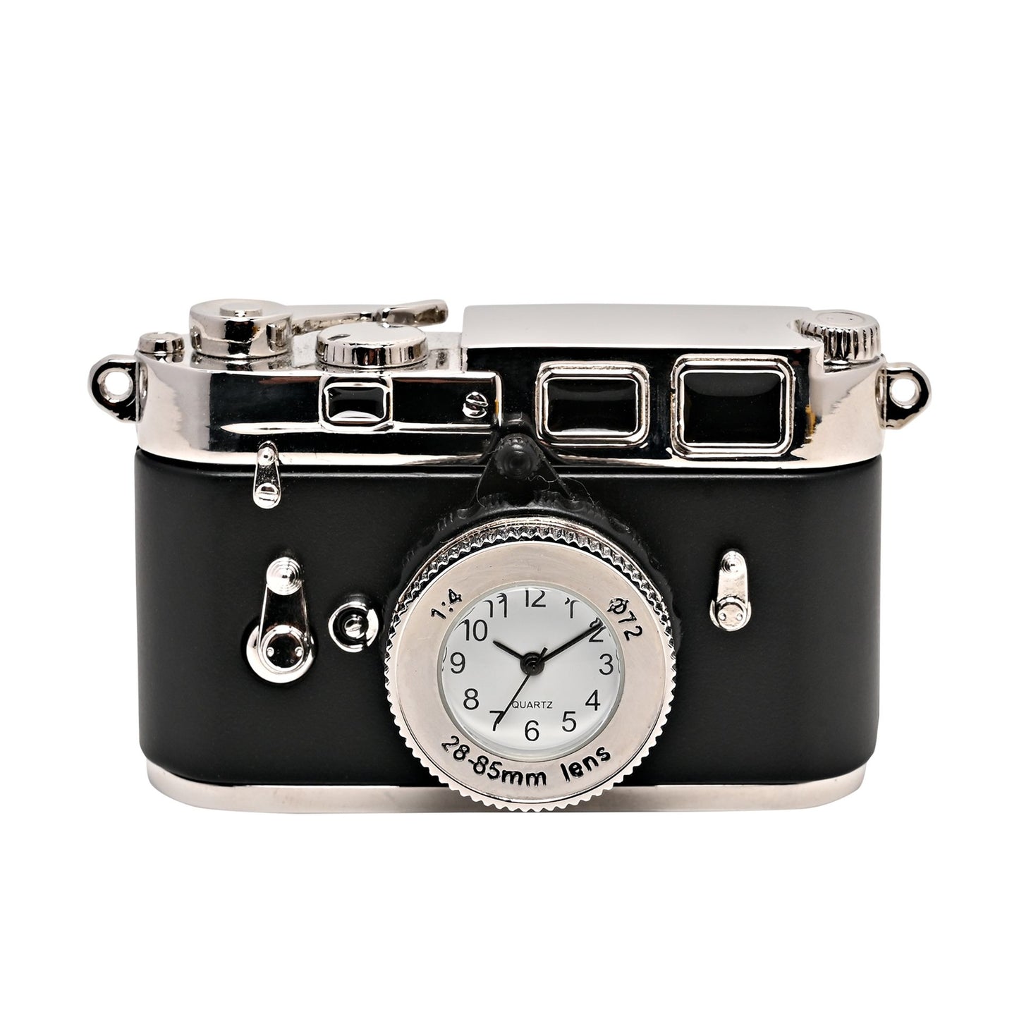 Unusual Black and Silver Miniature Camera Clock