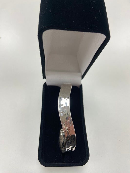 Silver Cuff  Bangle Hand Made Torque With Hammered Wave Design