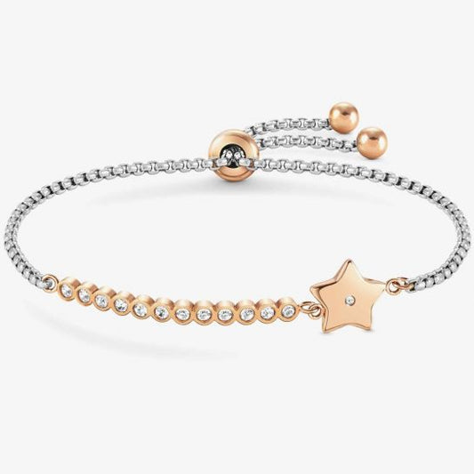 Nomination Milleluci Rose Gold Finish Stars Pave Half Bangle Toggle Bracelet 028004023