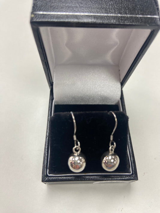 Silver Solid Ball Dangly Earrings