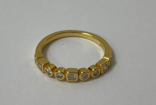 Gold Plated Square and Circle Design Moissanite Ring